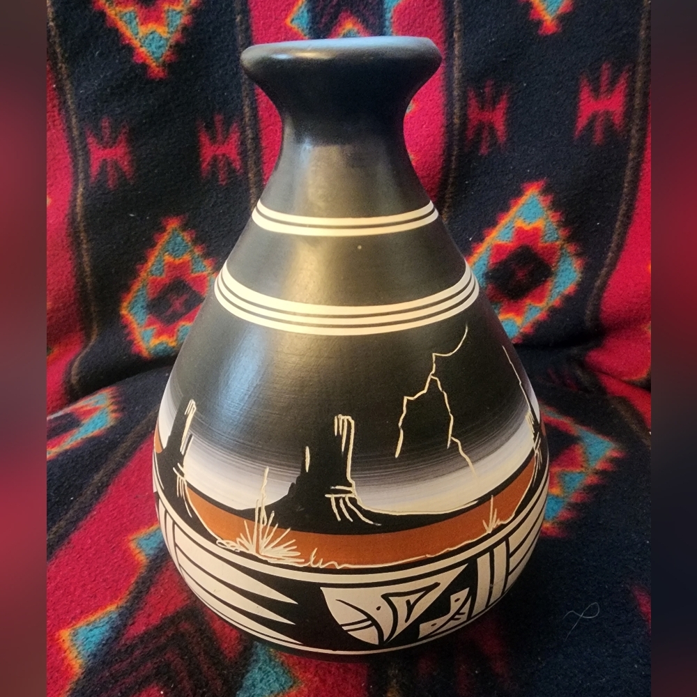 Southwestern Style Black and Brown Vase